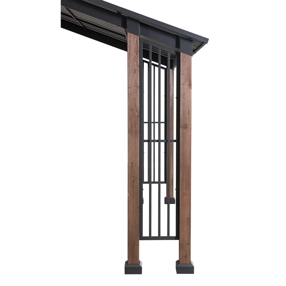 Outdoor Cedar Wood Frame Gazebo with Black Steel Hardtop Roof for Patio. Picture 4