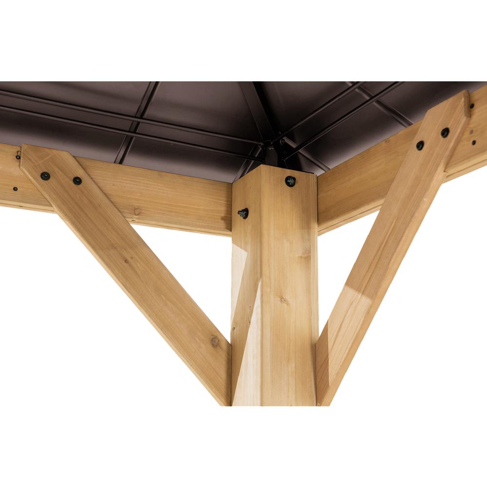 Aleah Outdoor Patio Cedar Framed Gazebo with Polycarbonate Hip Roof Hardtop. Picture 1
