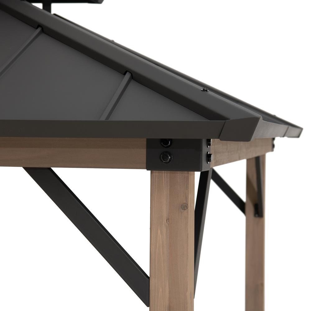 Durable Cedar Frame Wood Gazebo, for Backyard BBQs and Patio Parties, Brown. Picture 3
