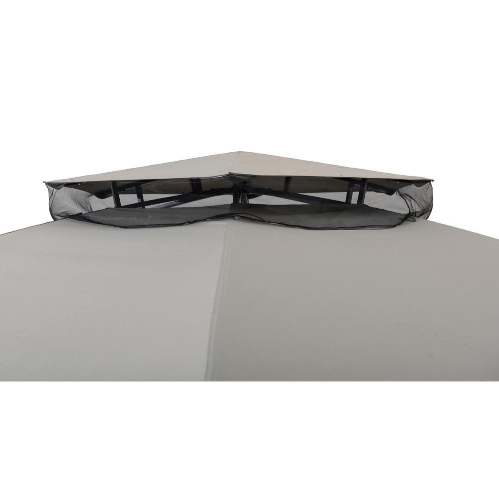 Sunjoy 14.7 ft. x 14.7 ft. 2-tone Gray Hexagon Steel Gazebo with 2-tier Dome Roof. Picture 5