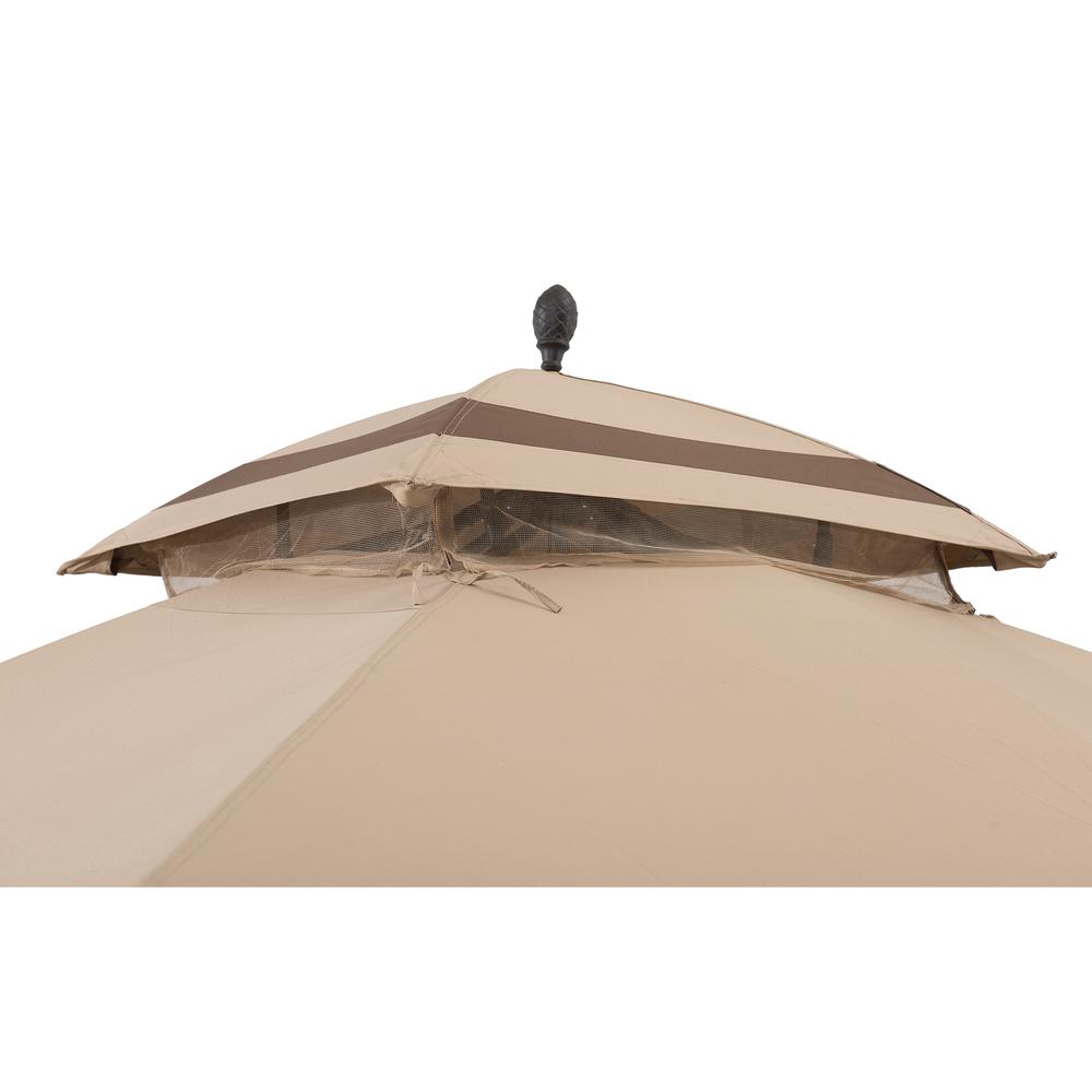 10.5 ft. x 13 ft. Tan and Brown 2-tier Steel Gazebo. Picture 5