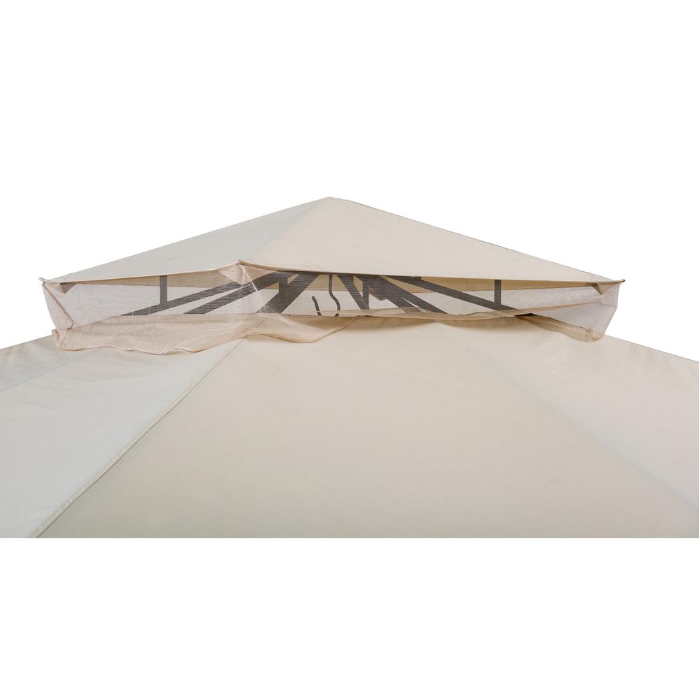 Sunjoy 11 ft. x 13 ft. Beige and Black Steel Gazebo with 2-tier Hip Roof. Picture 6