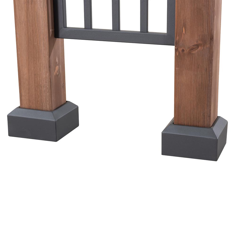 Outdoor Cedar Wood Frame Gazebo with Black Steel Hardtop Roof for Patio. Picture 5