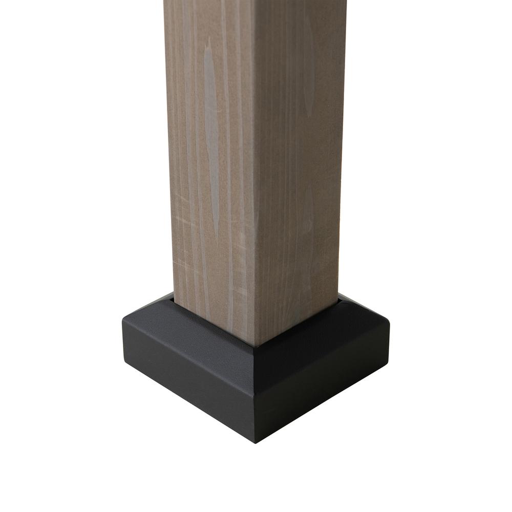 Wood Gazebo with Built-In Electrical Outlets and Decorative Fence, Black. Picture 4