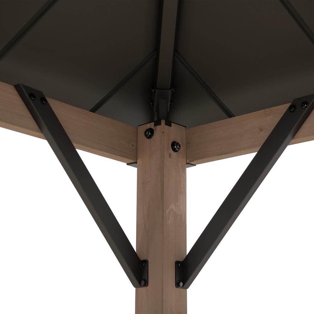 Durable Cedar Frame Wood Gazebo, for Backyard BBQs and Patio Parties, Brown. Picture 4