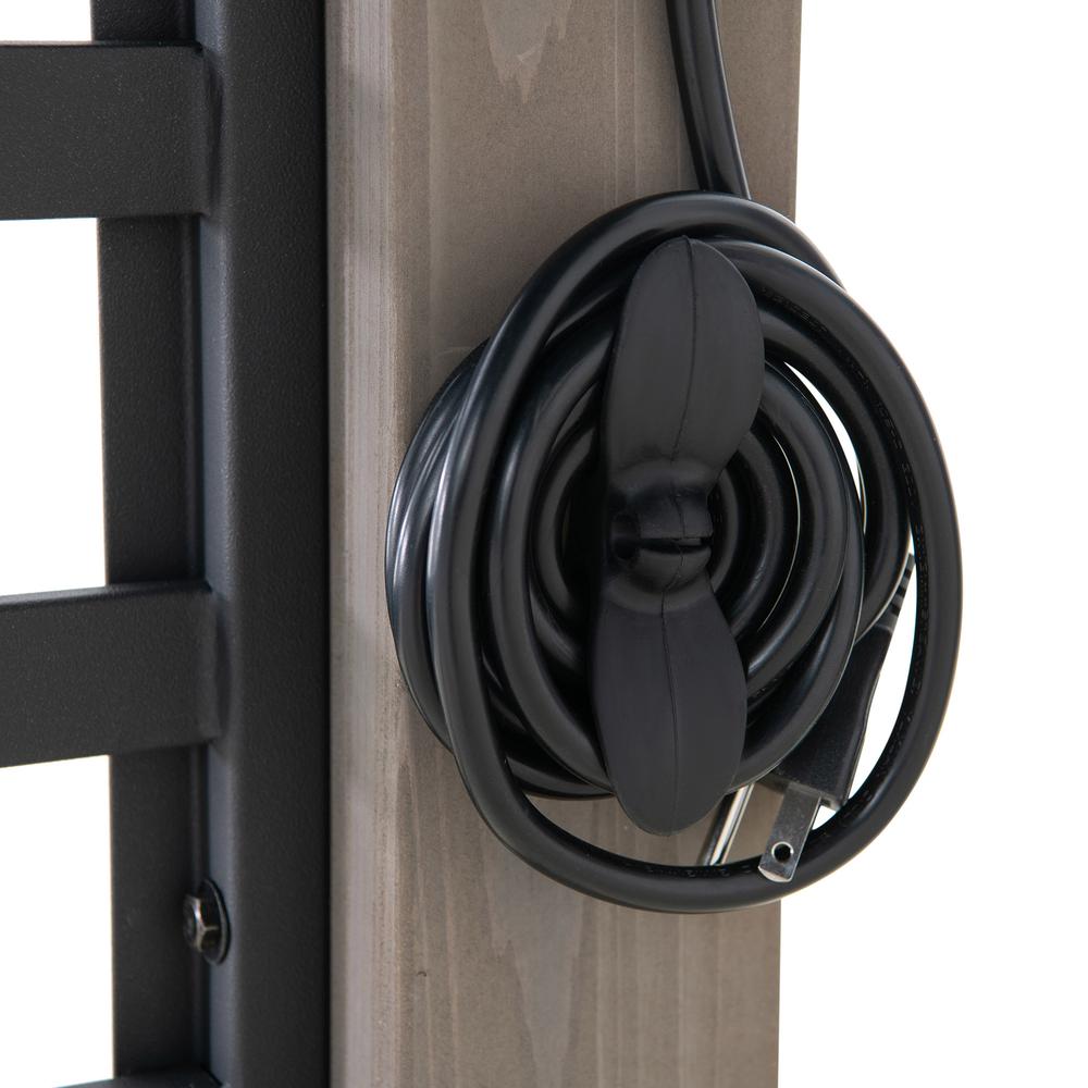 Wood Gazebo with Built-In Electrical Outlets and Decorative Fence, Black. Picture 5