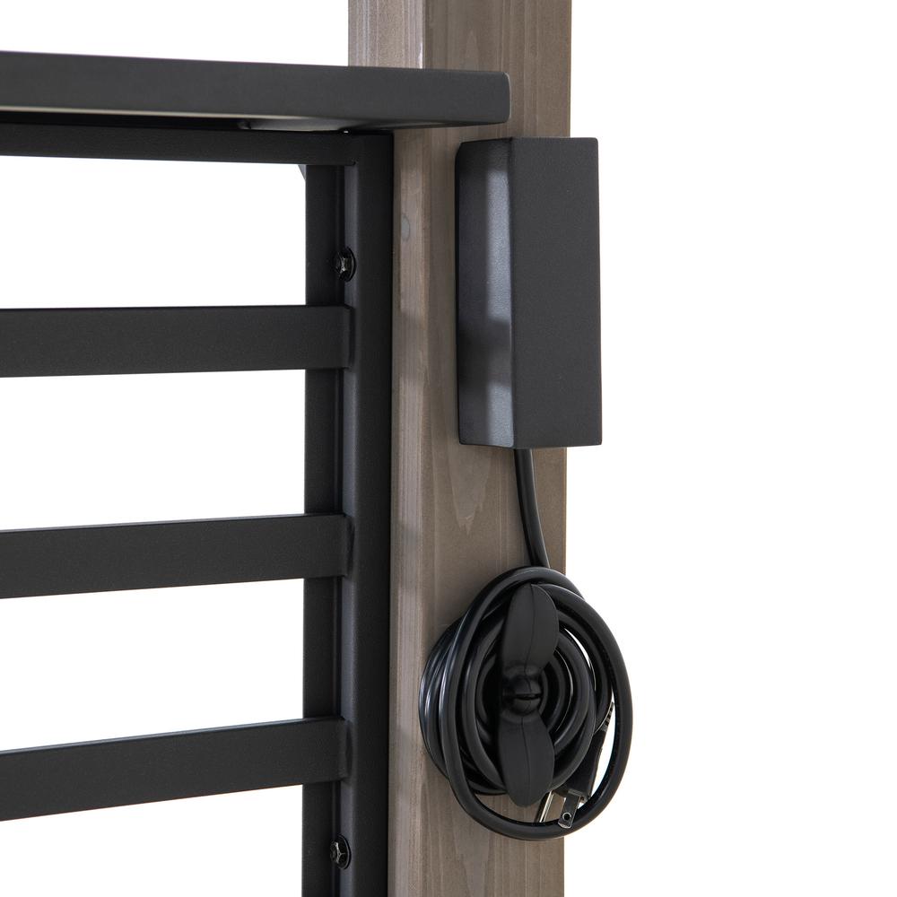 Wood Gazebo with Built-In Electrical Outlets and Decorative Fence, Black. Picture 6