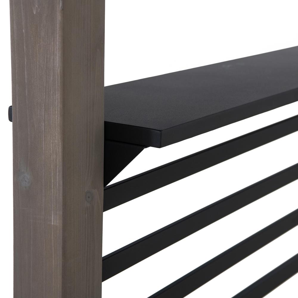 Wood Gazebo with Built-In Electrical Outlets and Decorative Fence, Black. Picture 7