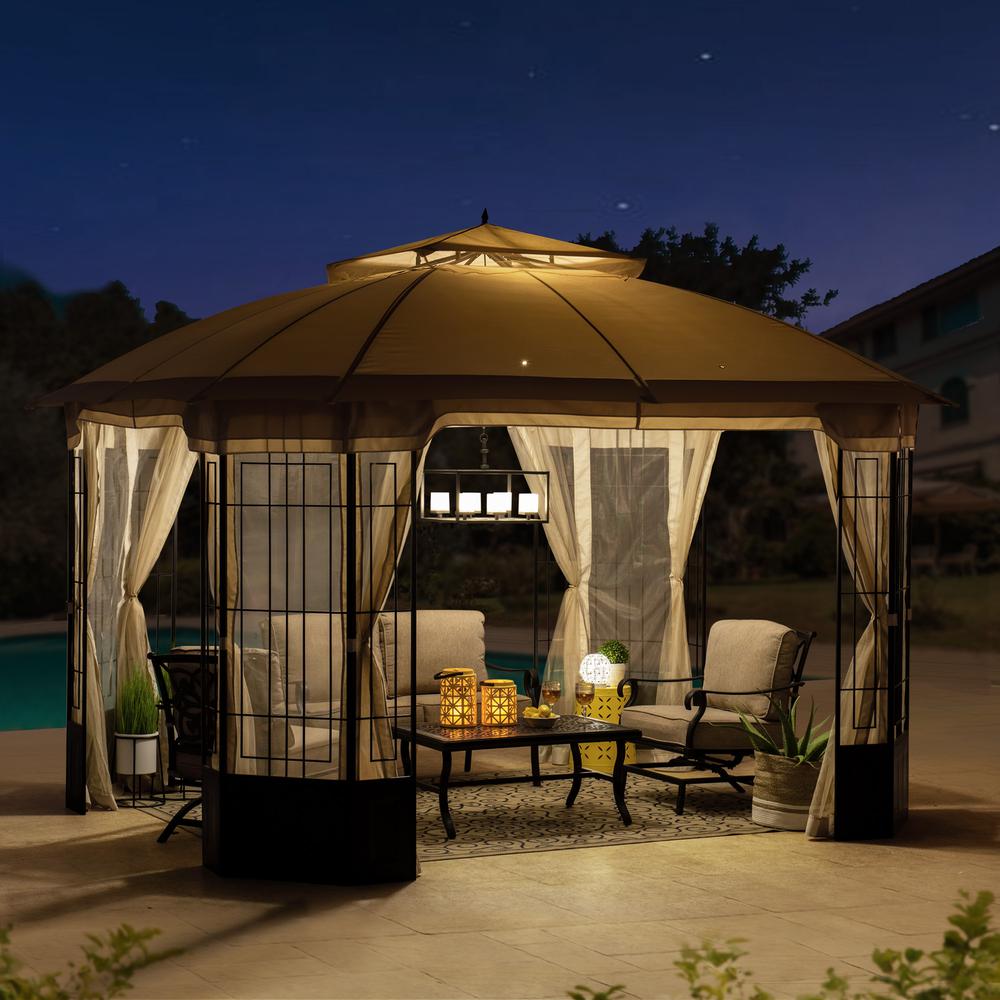 Sunjoy Patio Steel Frame 11 x 13ft 2 Tier Soft Top Octagon Gazebo. Picture 10