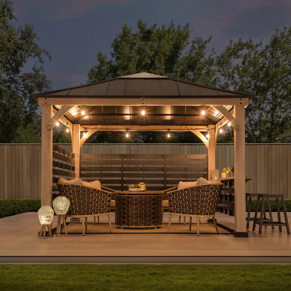 Cameron Cedar Wood Framed Hot Tub Gazebo with Steel and Polycarbonate Hardtop. Picture 13