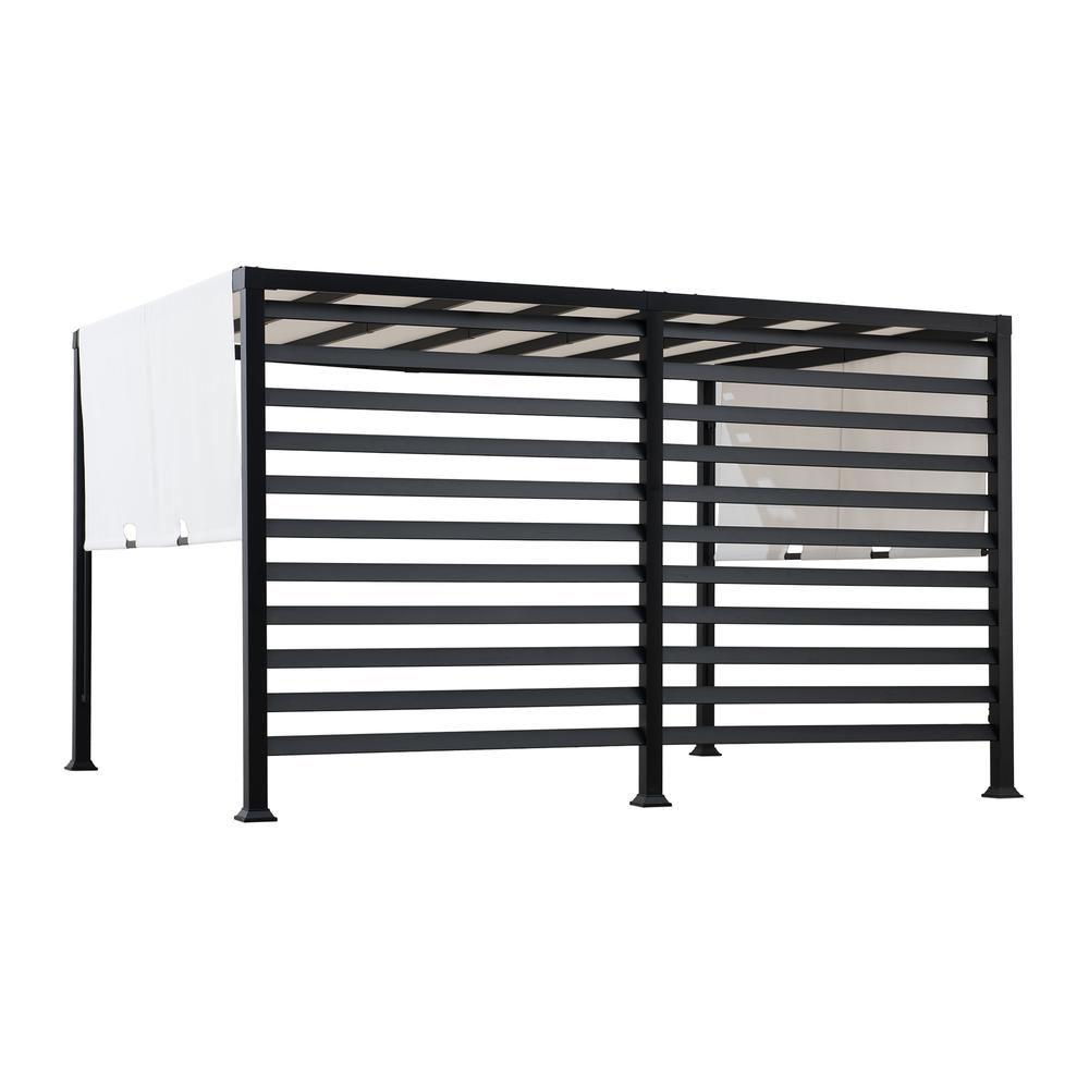 10 ft. x 12 ft. Modern Metal Pergola with White Adjustable Garden Shade. Picture 1