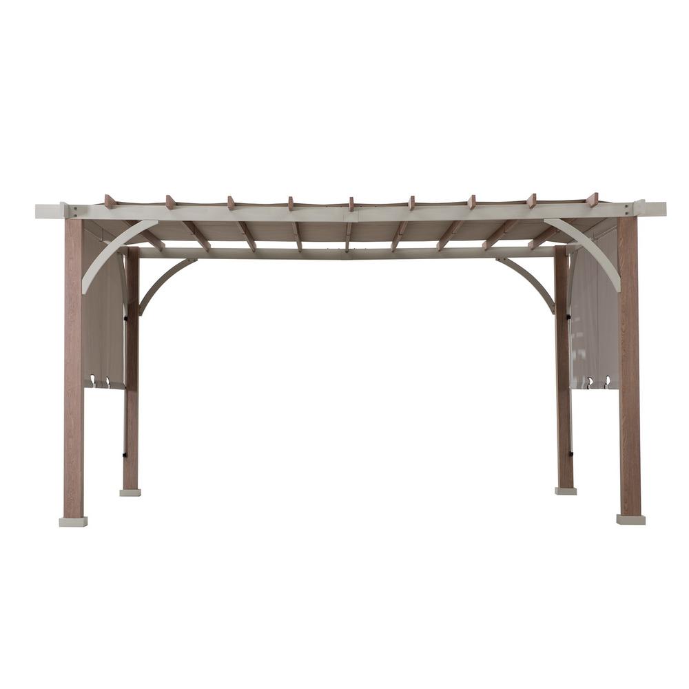 Sunjoy Delrey 12 x 14 ft. Pergola with Adjustable Canopy, Light Gray. Picture 1