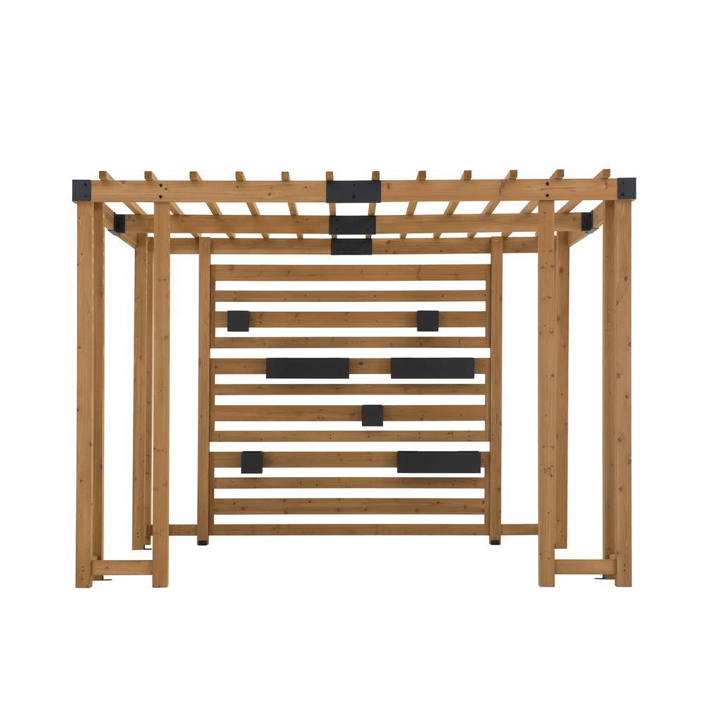 Sunjoy Sophia 10.5 x 10 ft Cedar Wood Pergola with Adjustable Hanging Planters. Picture 1