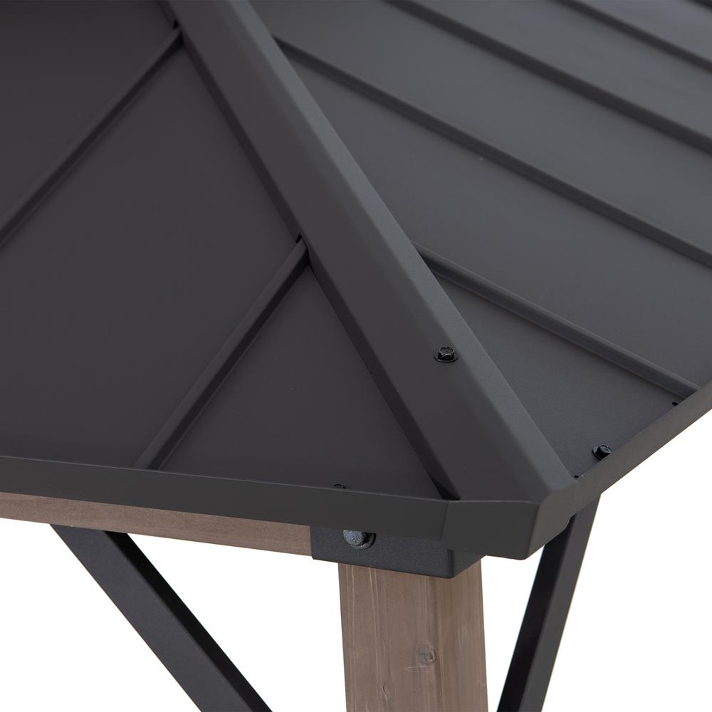 Durable Cedar Framed Wood Gazebo with Built-In Electrical Outlets, Brown. Picture 10