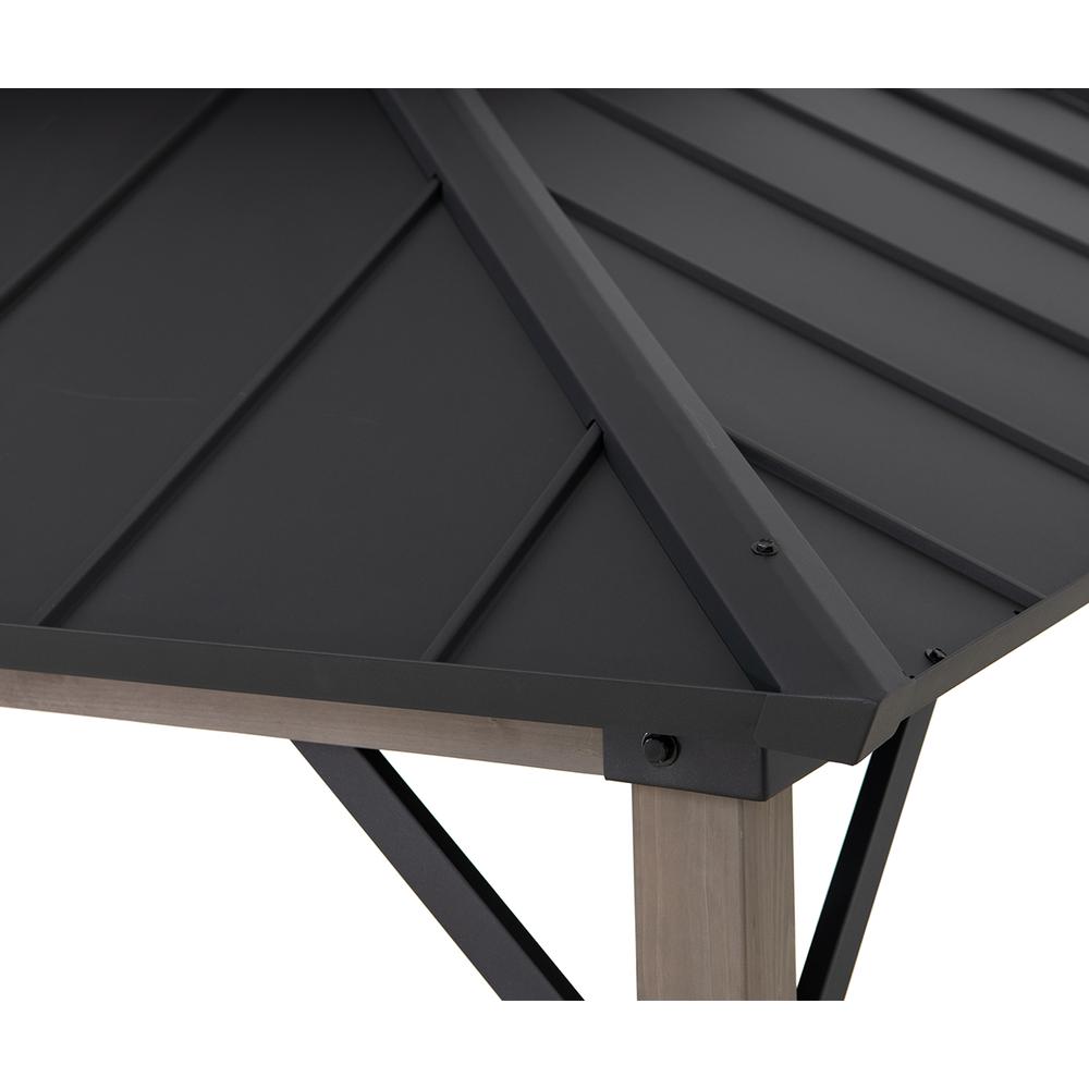 Durable Cedar Framed Wood Gazebo with Built-In Electrical Outlets, Black. Picture 6