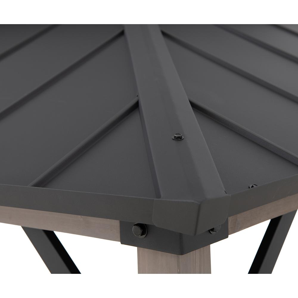 Durable Cedar Frame Wood Gazebo, for Backyard BBQs and Patio Parties, Black. Picture 9