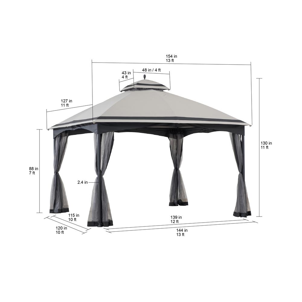 Sunjoy Outdoor Patio 11 x 13 ft Black Steel Frame 2 Tier Soft Top Gazebo. Picture 9