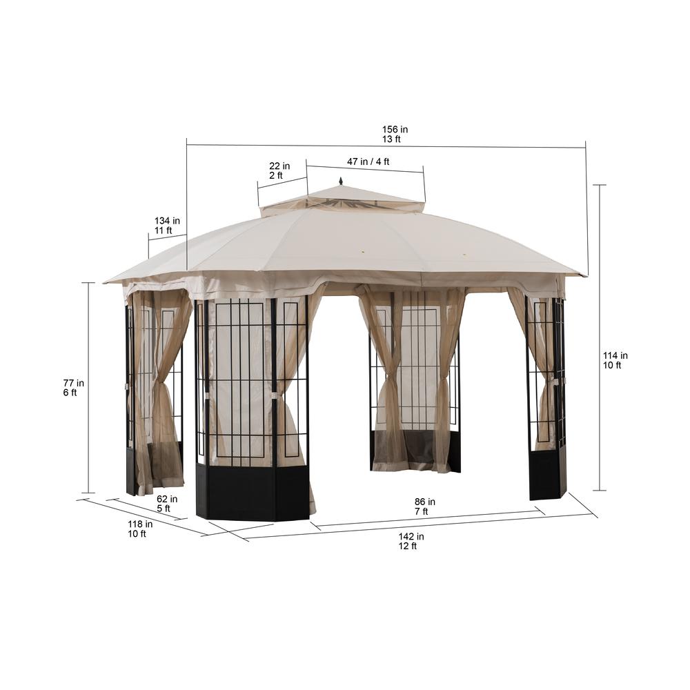 Sunjoy Patio Steel Frame 11 x 13ft 2 Tier Soft Top Octagon Gazebo. Picture 12