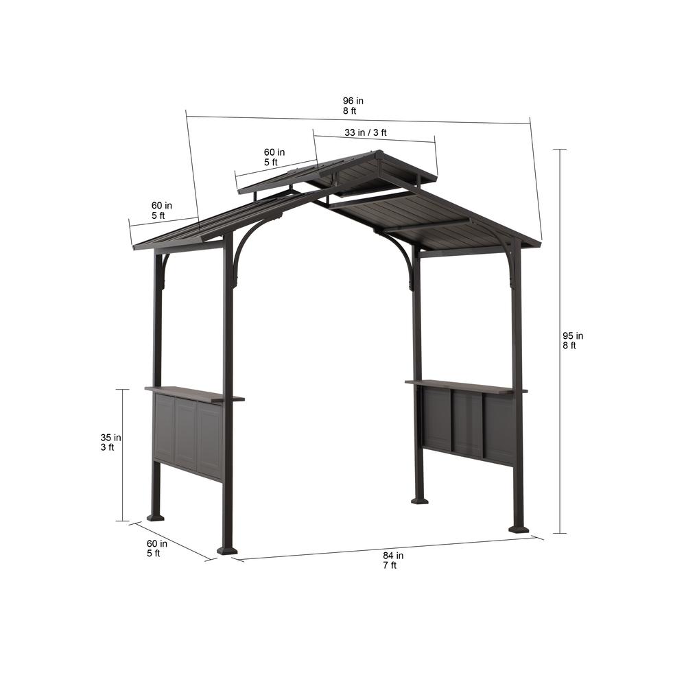 8x5 ftBrown Steel Frame 2-Tier BBQ Grill Gazebo with Ceiling Hook and Shelves. Picture 9