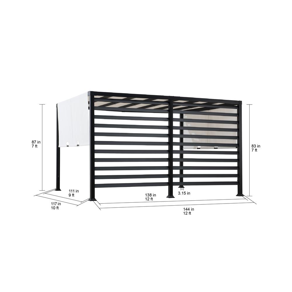 10 ft. x 12 ft. Modern Metal Pergola with White Adjustable Garden Shade. Picture 8