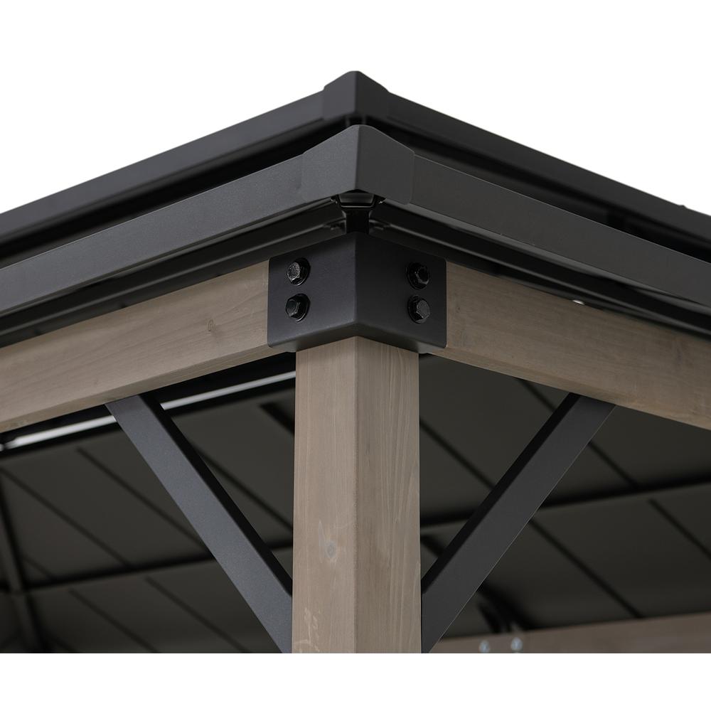 Durable Cedar Framed Wood Gazebo with Built-In Electrical Outlets, Black. Picture 7
