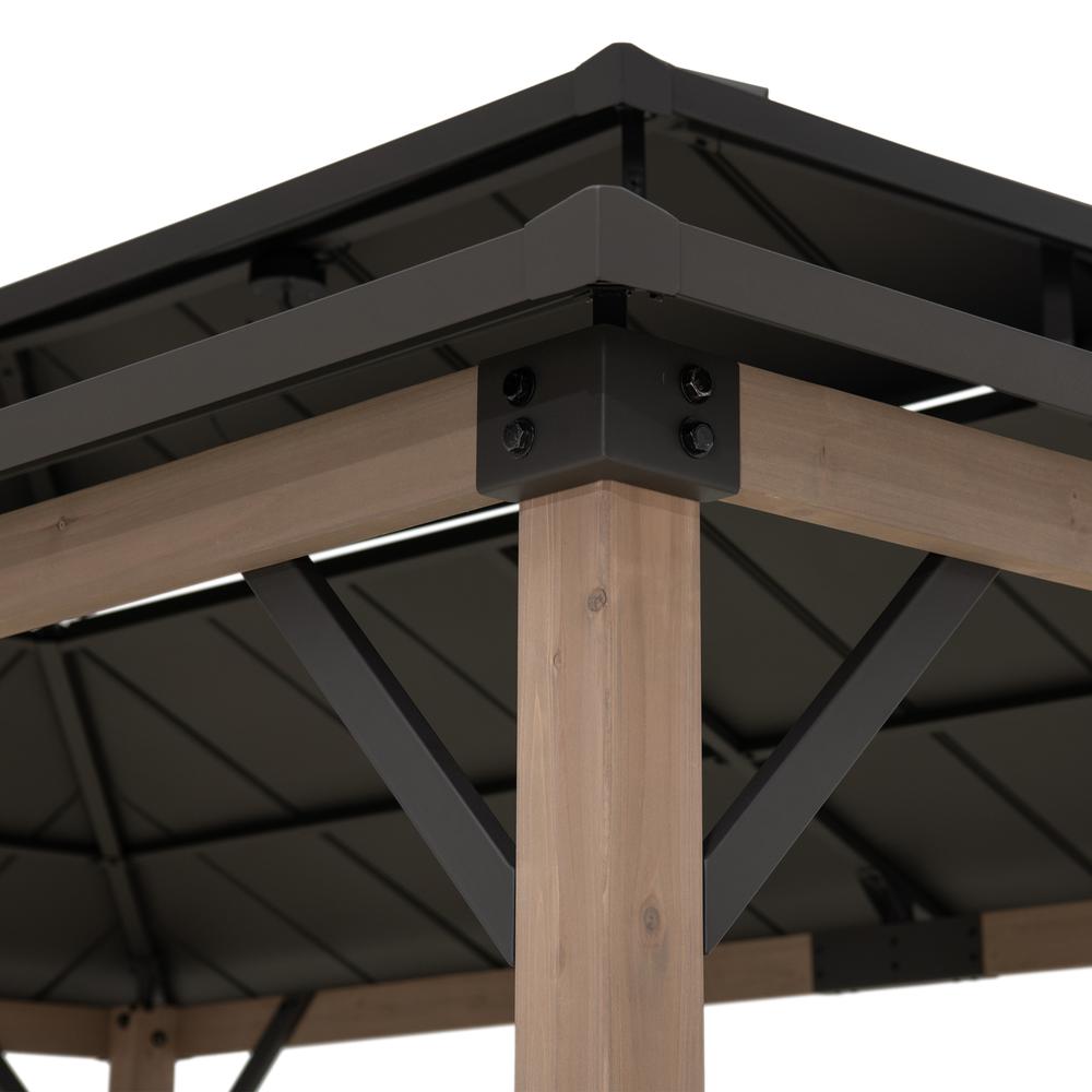 Durable Cedar Frame Wood Gazebo, for Backyard BBQs and Patio Parties, Brown. Picture 10