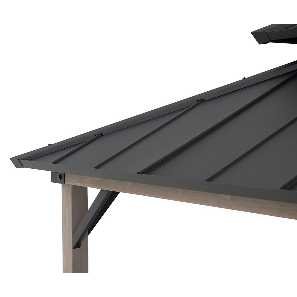 Durable Cedar Frame Wood Gazebo, for Backyard BBQs and Patio Parties, Black. Picture 10
