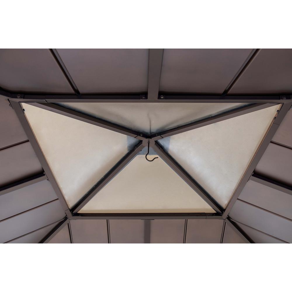 Outdoor Patio Cedar Framed Gazebo with Steel and Polycarbonate Hip Roof Hardtop. Picture 4