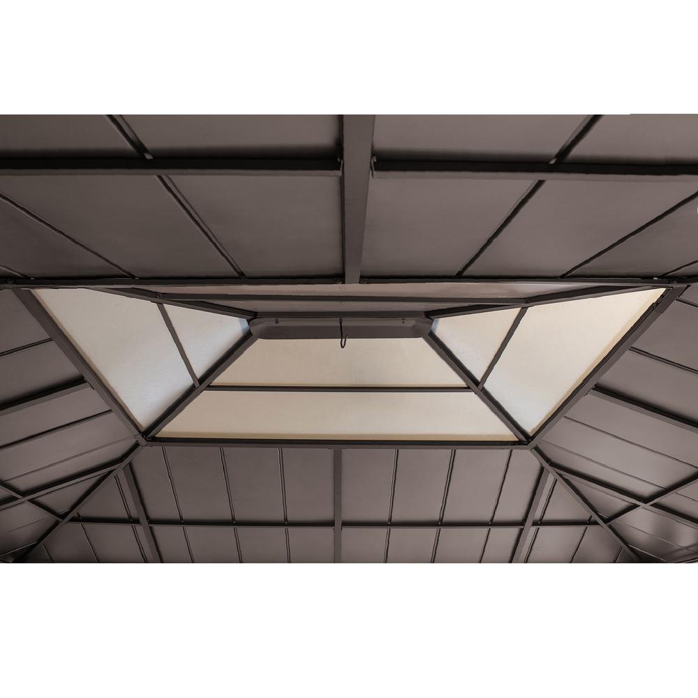 Outdoor Patio Cedar Framed Gazebo with Steel and Polycarbonate Hip Roof Hardtop. Picture 7