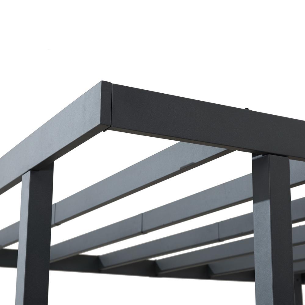 Sunjoy Marbella 10 x 12ft. Outdoor Patio Black Steel Frame Pergola with Planters. Picture 7