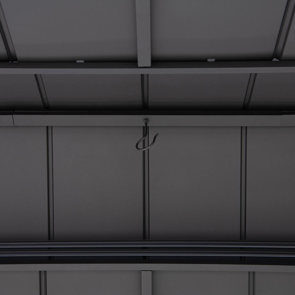 Wood Gazebo with Built-In Electrical Outlets and Decorative Fence, Black. Picture 15