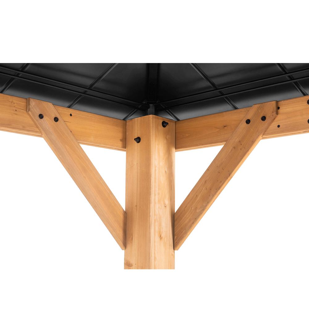 Outdoor Patio Cedar Framed Gazebo with Double Steel Hardtop Roof for Garden. Picture 6