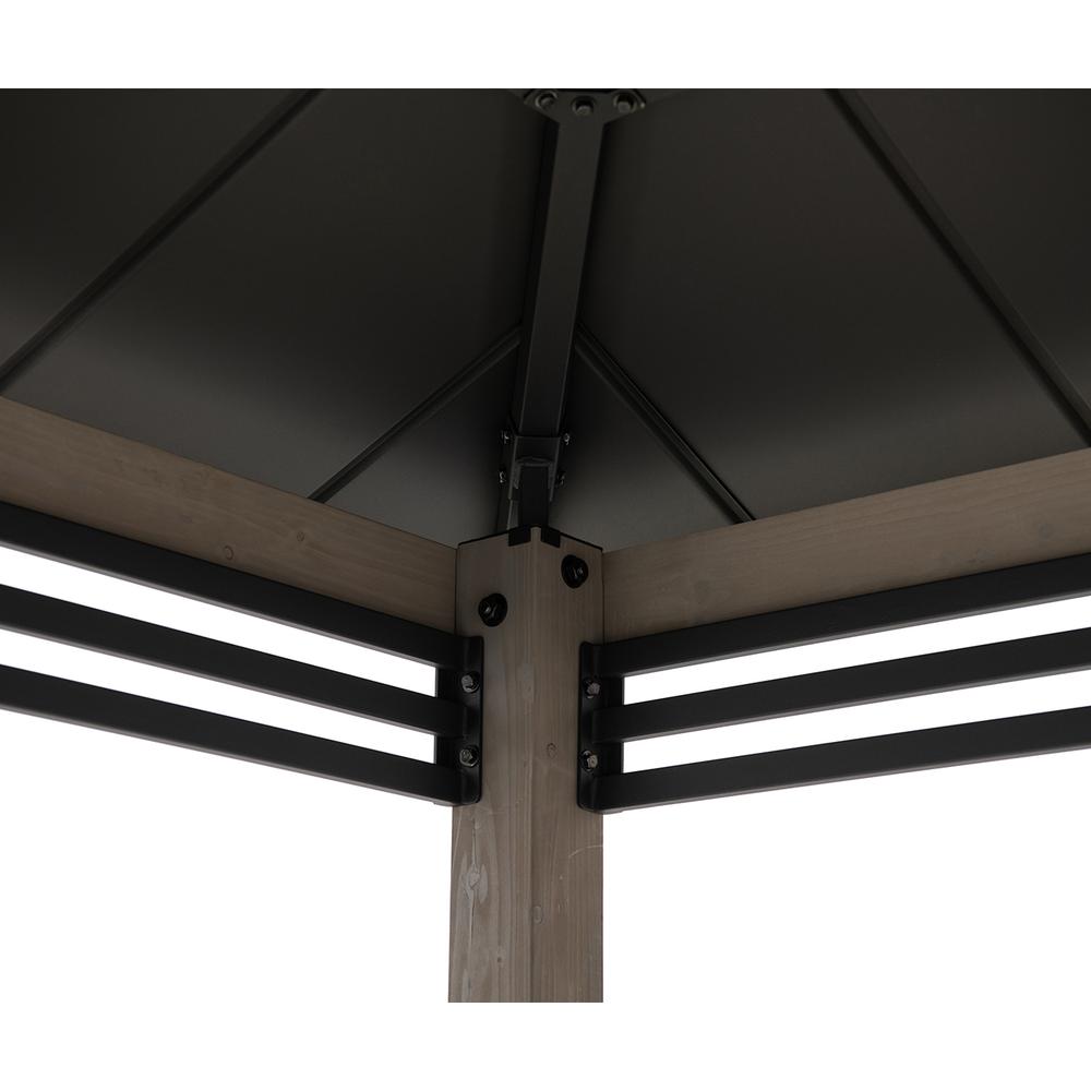 Gazebo with Decorative Fence, for Backyard BBQs and Patio Parties, Black. Picture 17