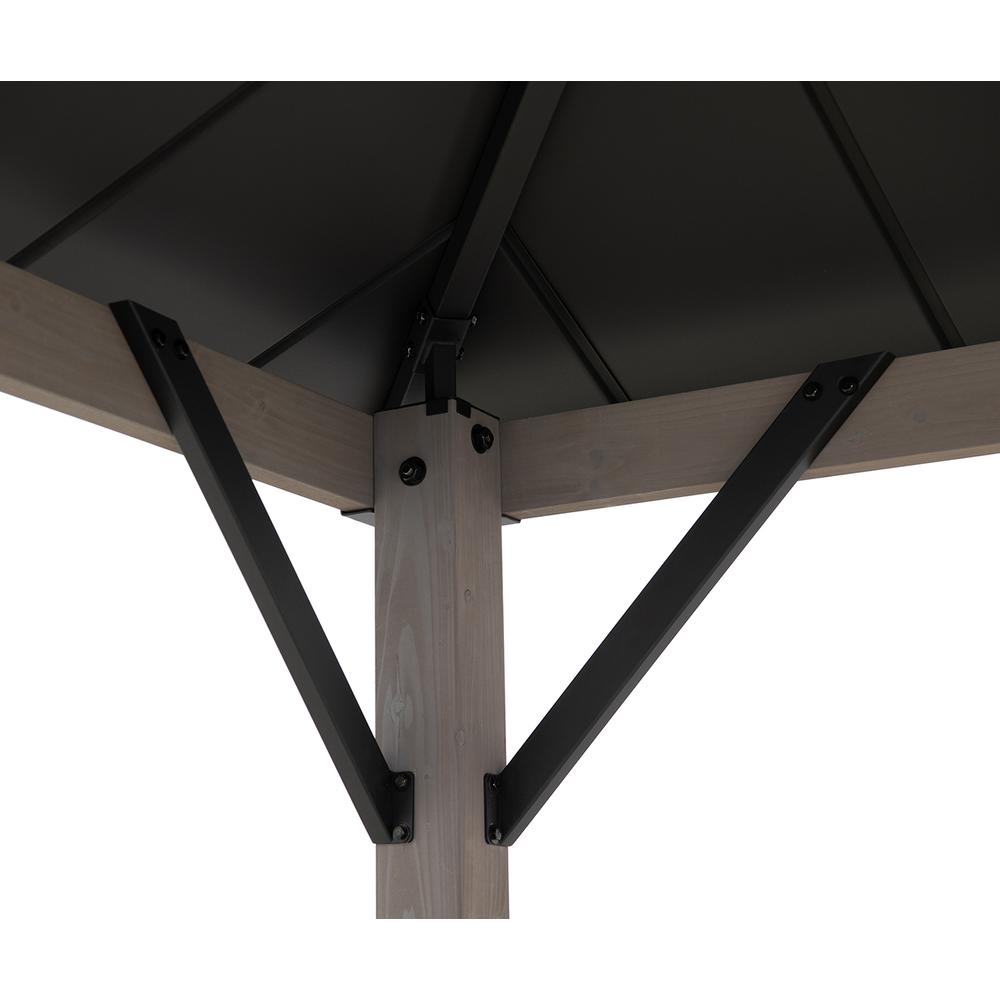 Durable Cedar Frame Wood Gazebo, for Backyard BBQs and Patio Parties, Black. Picture 14
