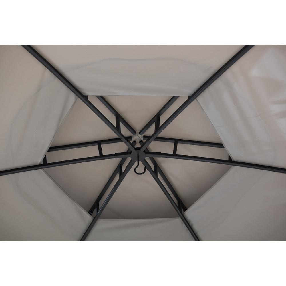 Sunjoy 14.7 ft. x 14.7 ft. 2-tone Gray Hexagon Steel Gazebo with 2-tier Dome Roof. Picture 15