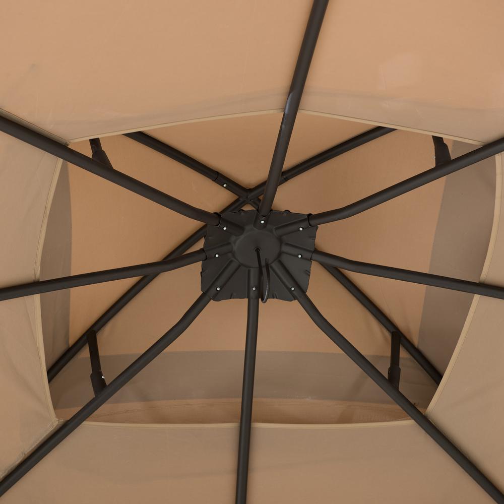 10.5 ft. x 13 ft. Tan and Brown 2-tier Steel Gazebo. Picture 14