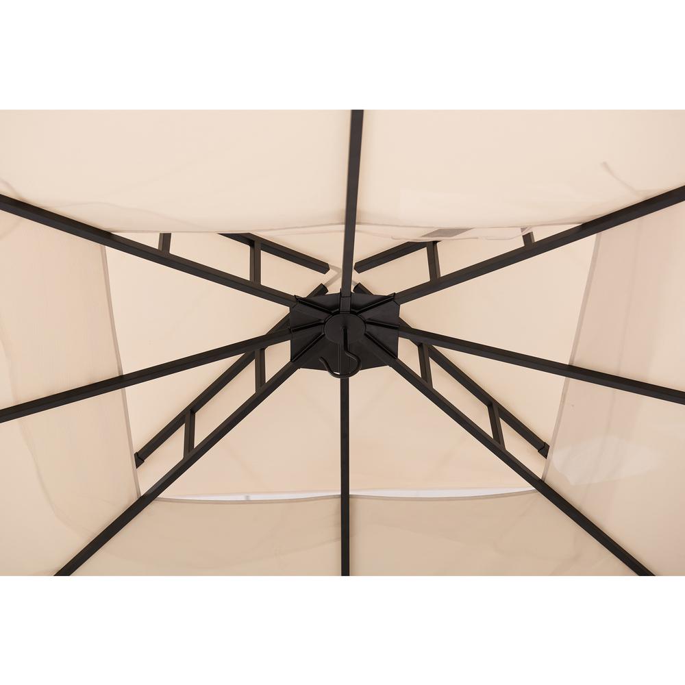 Sunjoy 11 ft. x 13 ft. Beige and Black Steel Gazebo with 2-tier Hip Roof. Picture 17