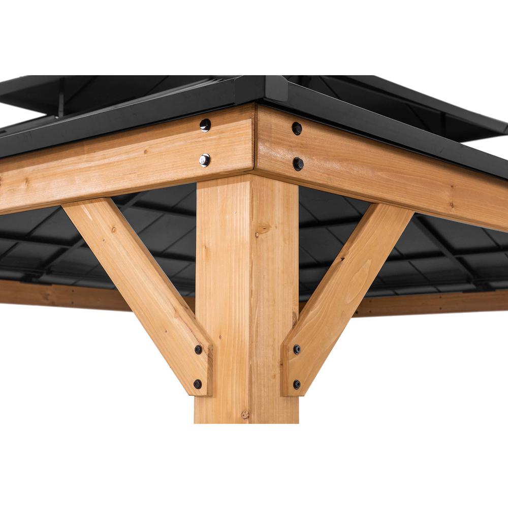 Outdoor Patio Cedar Framed Gazebo with Double Steel Hardtop Roof for Garden. Picture 7