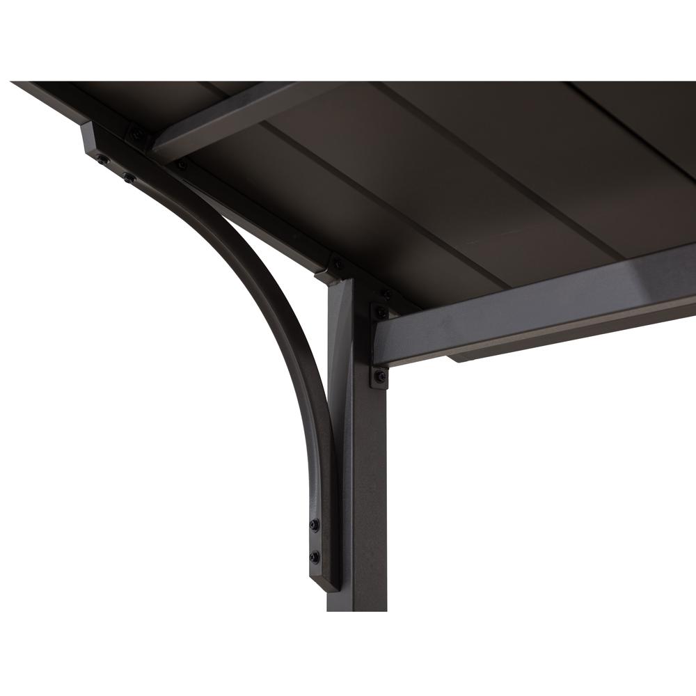 8x5 ftBrown Steel Frame 2-Tier BBQ Grill Gazebo with Ceiling Hook and Shelves. Picture 12