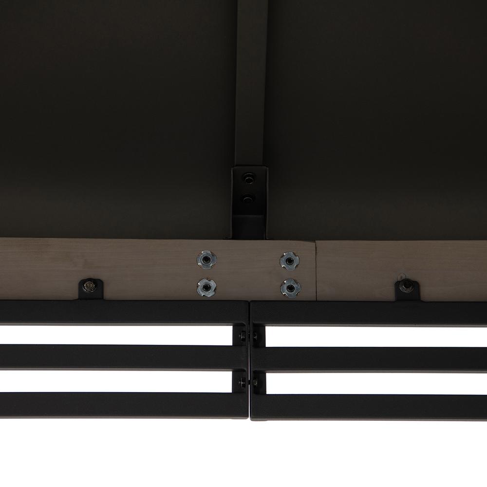 Wood Gazebo with Built-In Electrical Outlets and Decorative Fence, Black. Picture 17