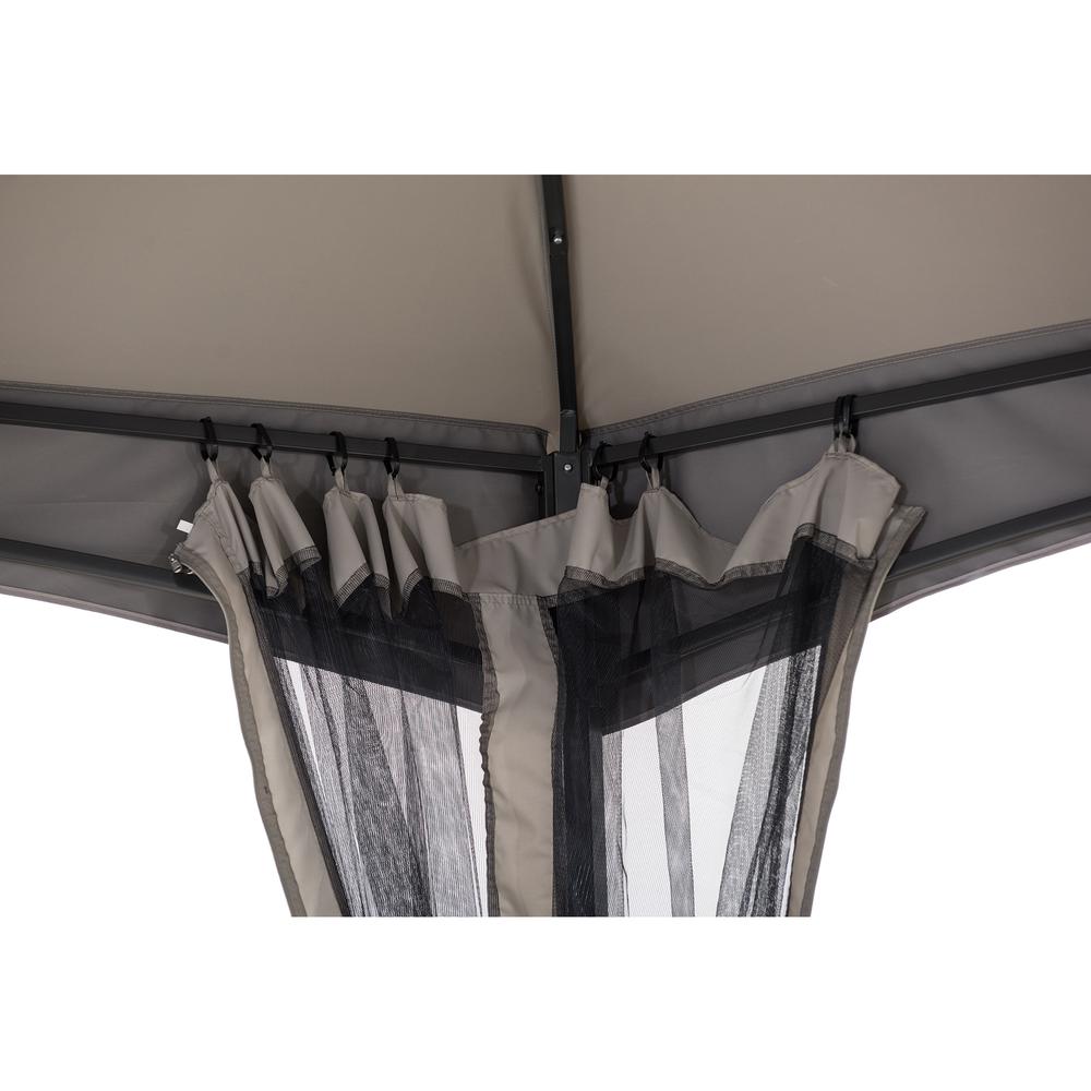 Sunjoy 14.7 ft. x 14.7 ft. 2-tone Gray Hexagon Steel Gazebo with 2-tier Dome Roof. Picture 16