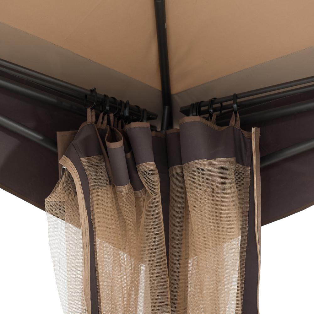 10.5 ft. x 13 ft. Tan and Brown 2-tier Steel Gazebo. Picture 15