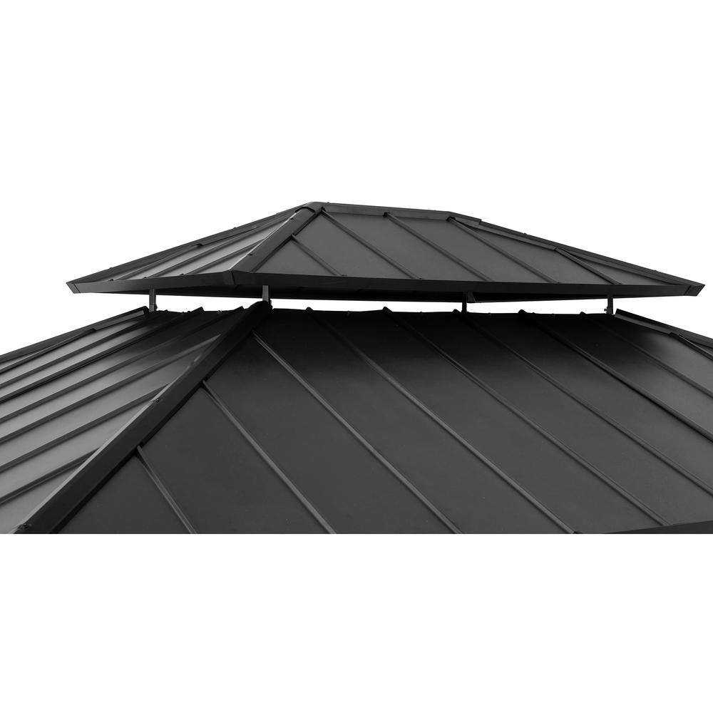 Outdoor Patio Cedar Framed Gazebo with Double Steel Hardtop Roof for Garden. Picture 8