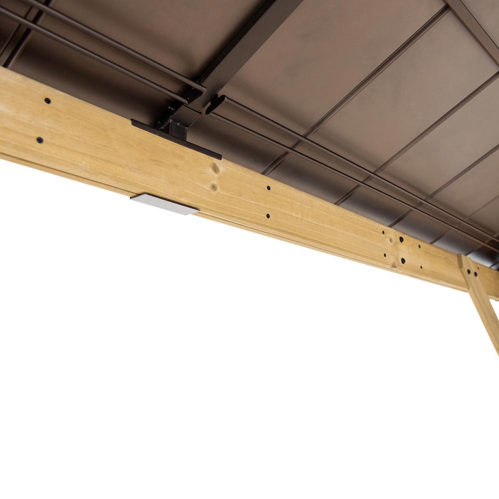 Sunjoy Patio 13 x 15ft Cedar Framed Gazebo with Brown Steel Hardtop. Picture 11