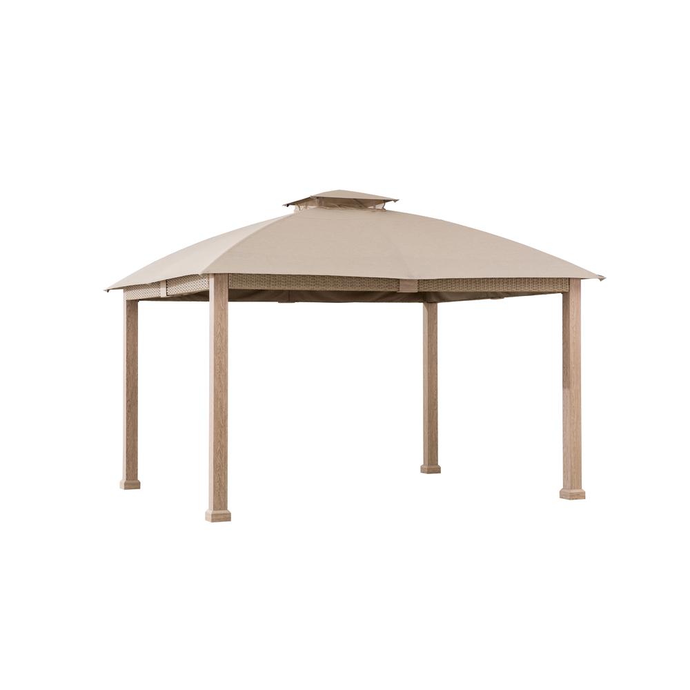 Gazebo with Sunbrella Canopy Roof, Outdoor Patio 2-Tier Soft Top Gazebo. Picture 8