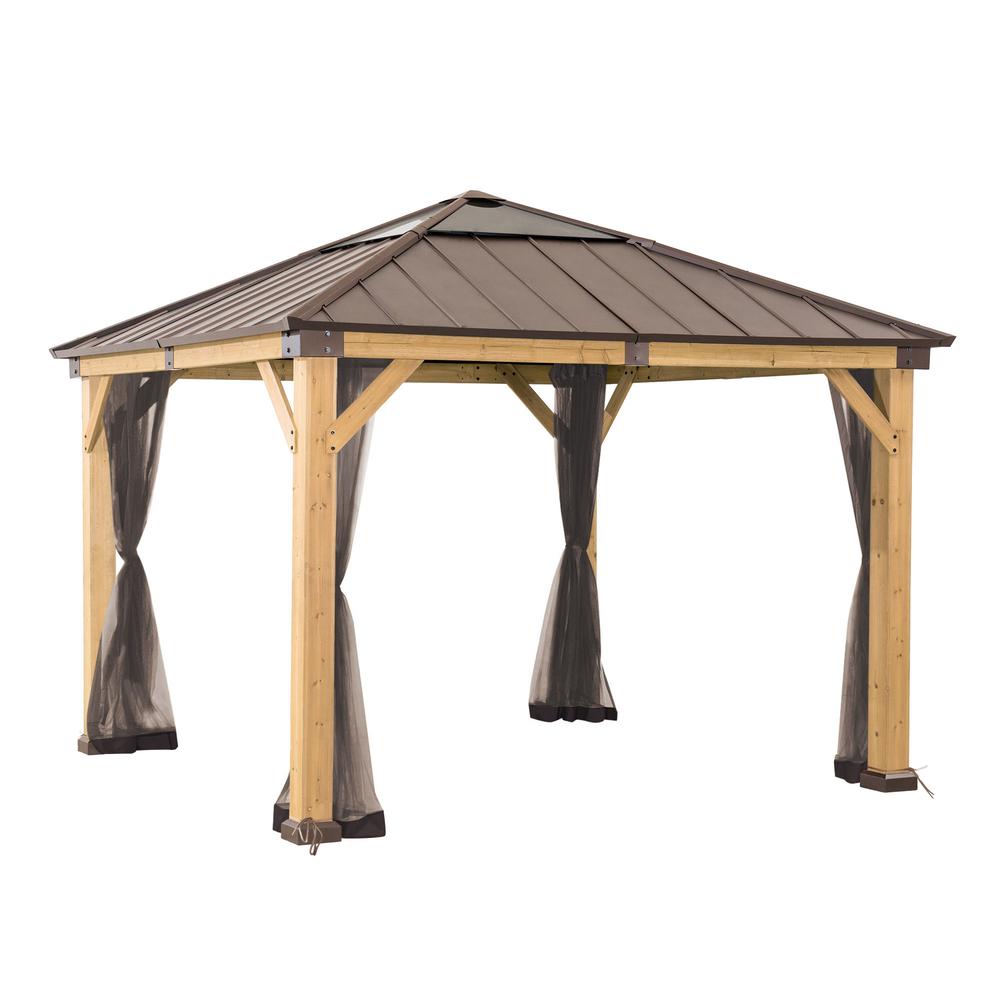Universal Mosquito Netting for 11 ×11 ft Wood Framed Gazebos. Picture 1