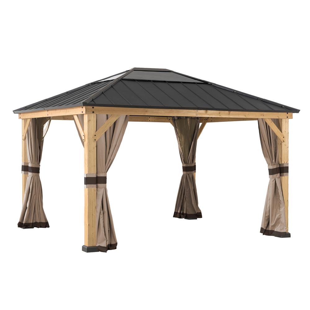 Universal Curtains and Mosquito Netting for 11 ×13 ft Wood Framed Gazebos. Picture 3