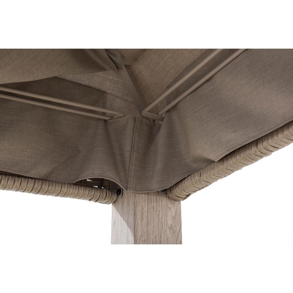 Gazebo with Sunbrella Canopy Roof, Outdoor Patio 2-Tier Soft Top Gazebo. Picture 10