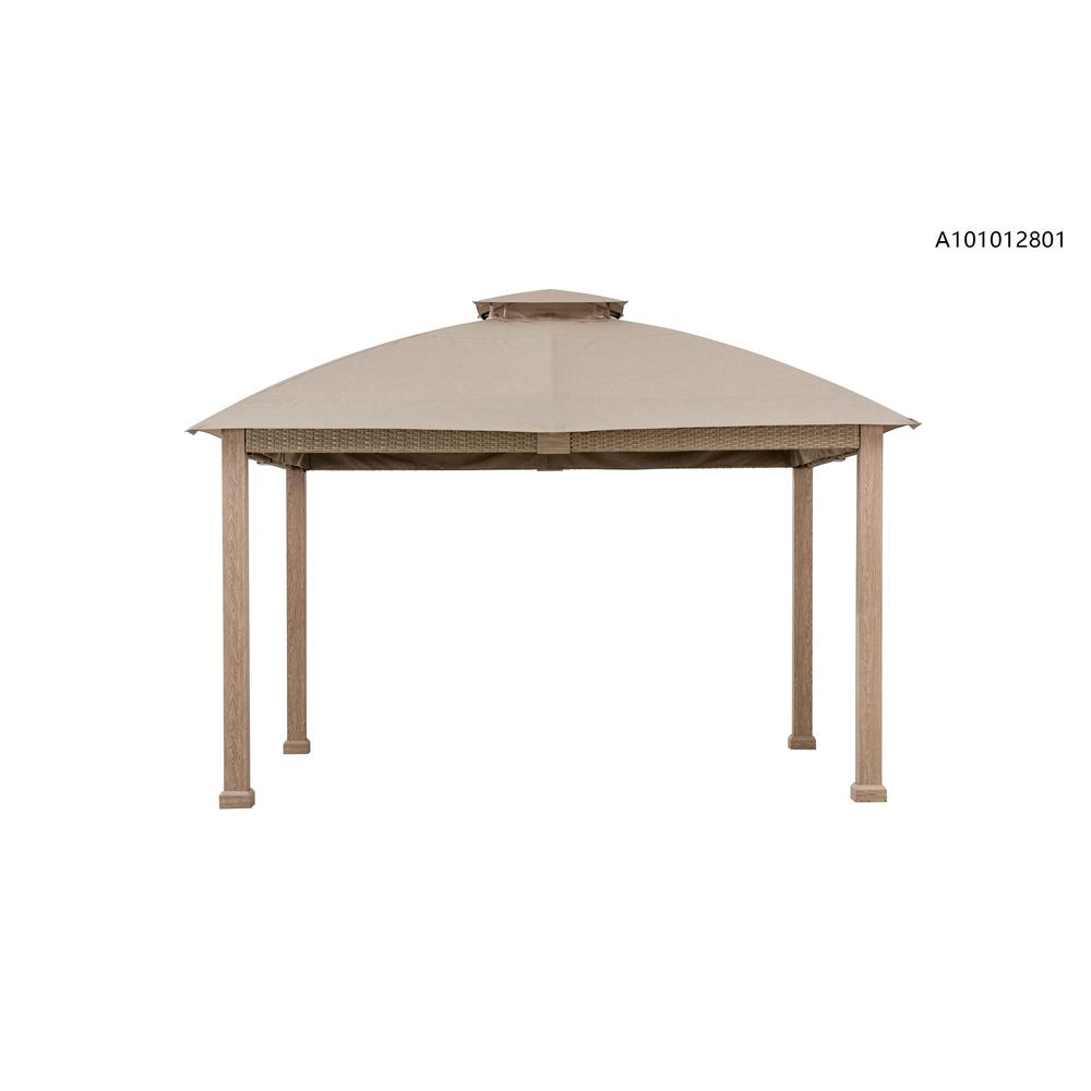 Gazebo with Sunbrella Canopy Roof, Outdoor Patio 2-Tier Soft Top Gazebo. Picture 16