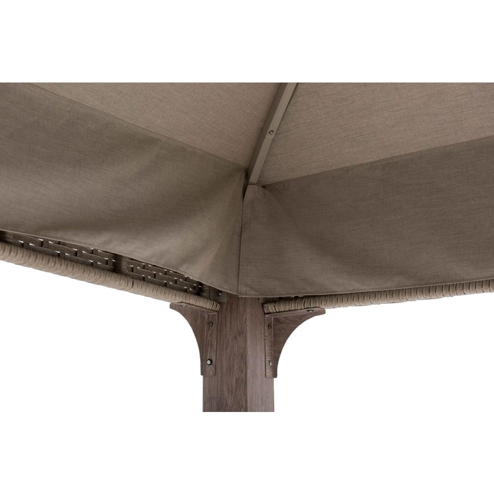 Gazebo with Sunbrella Canopy Roof, Outdoor Patio 2-Tier Soft Top Gazebo. Picture 20